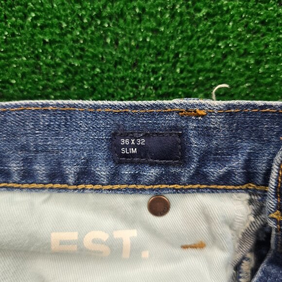 GAP Jeans Mens 36x32 Blue Denim Slim Fit Straight Leg Medium Wash Casual - Picture 11 of 16